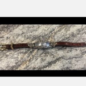 SOLD 👈 90s Brighton Bracelet Silver Plated Leather Watchband Style 